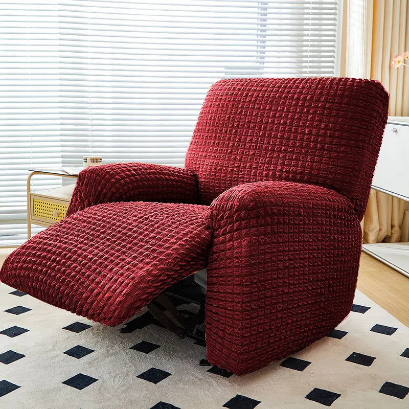 Burgundy Seersucker Recliner Sofa Covers | Comfy Covers