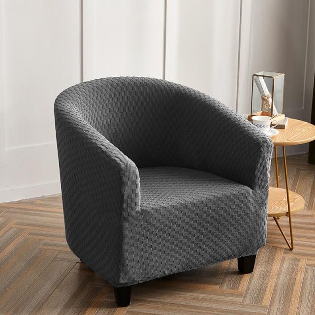 Anthracite Gray Jacquard Barrel Chair Cover | Comfy Covers