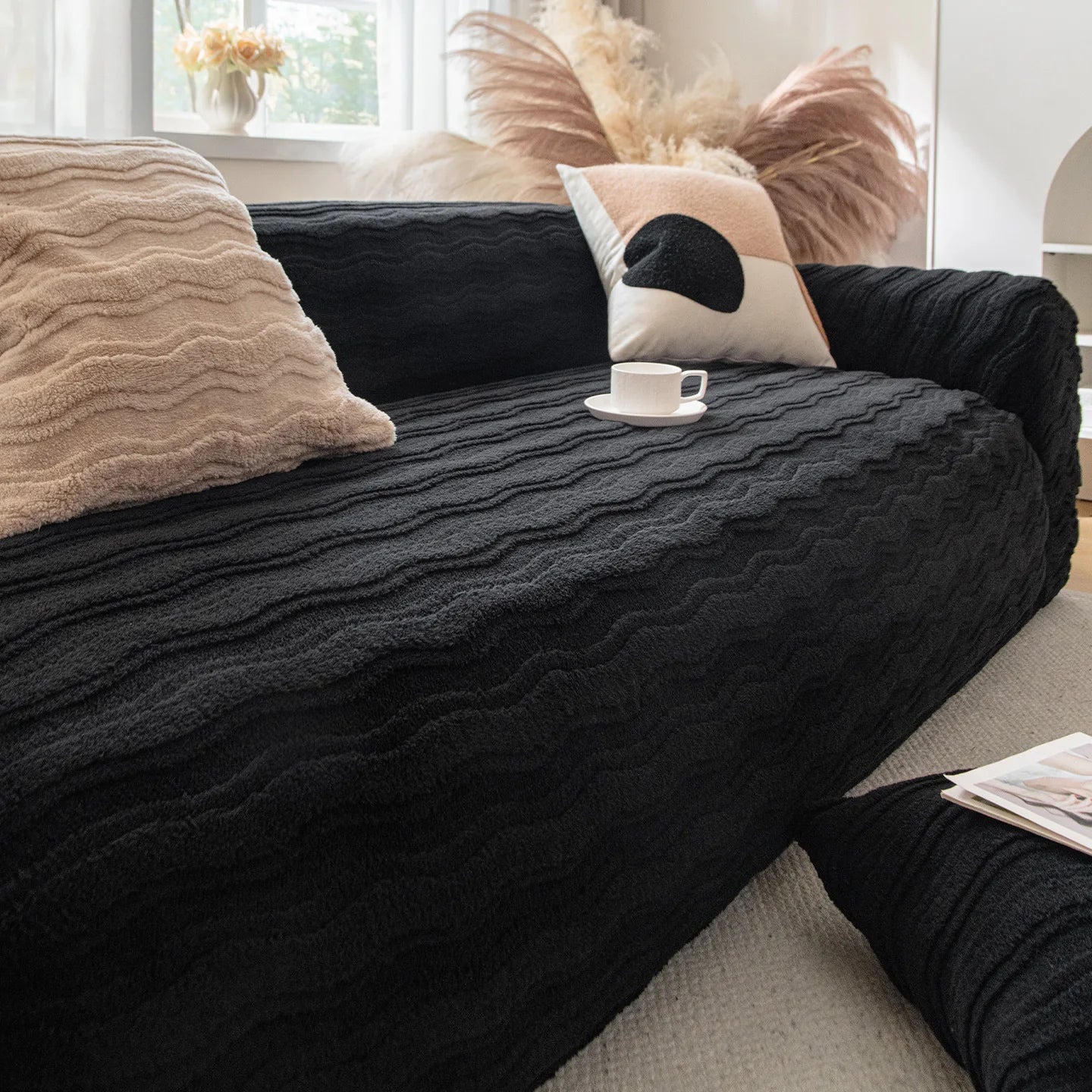 Black Nyril Sofa Cover | Comfy Covers