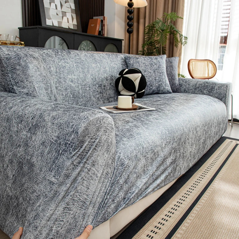 Gray Pu Leather Sofa Cover