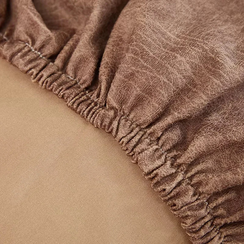 Light Brown Faux Leather Recliner Chair Cover