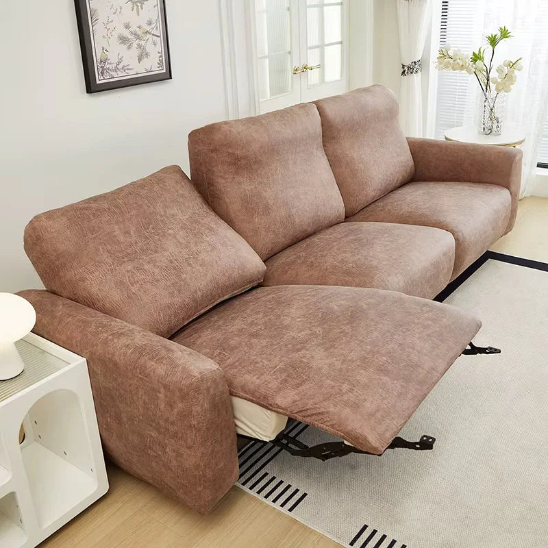 Light Brown Faux Leather Recliner Chair Cover