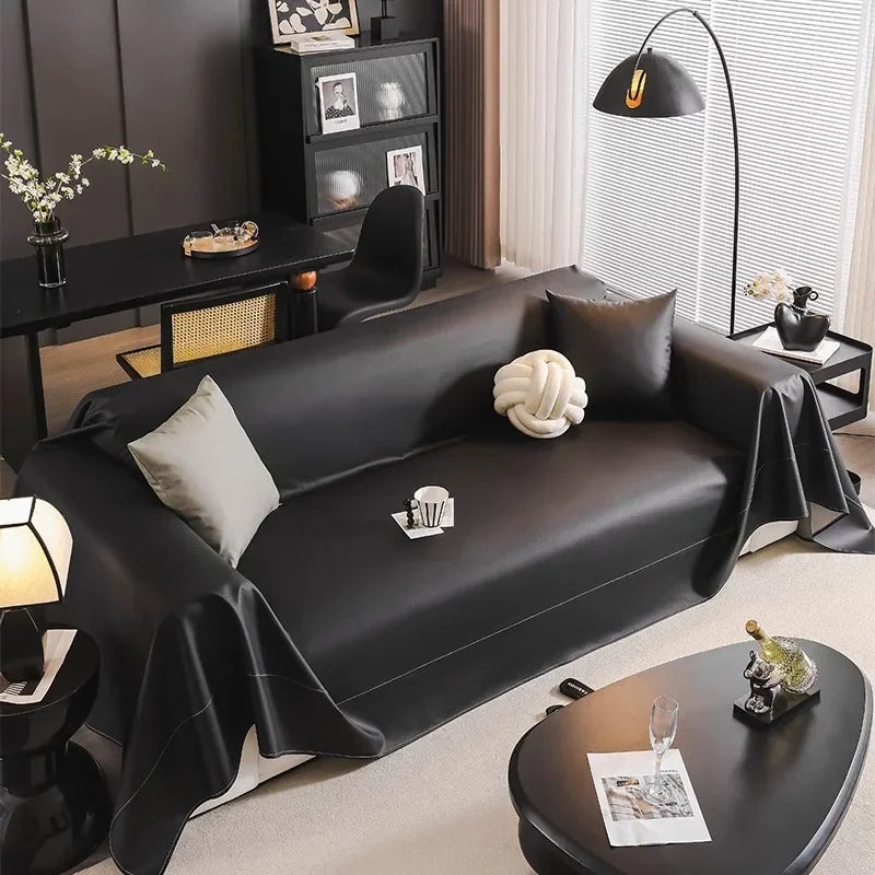 Black Faux Leather Throw Blanket