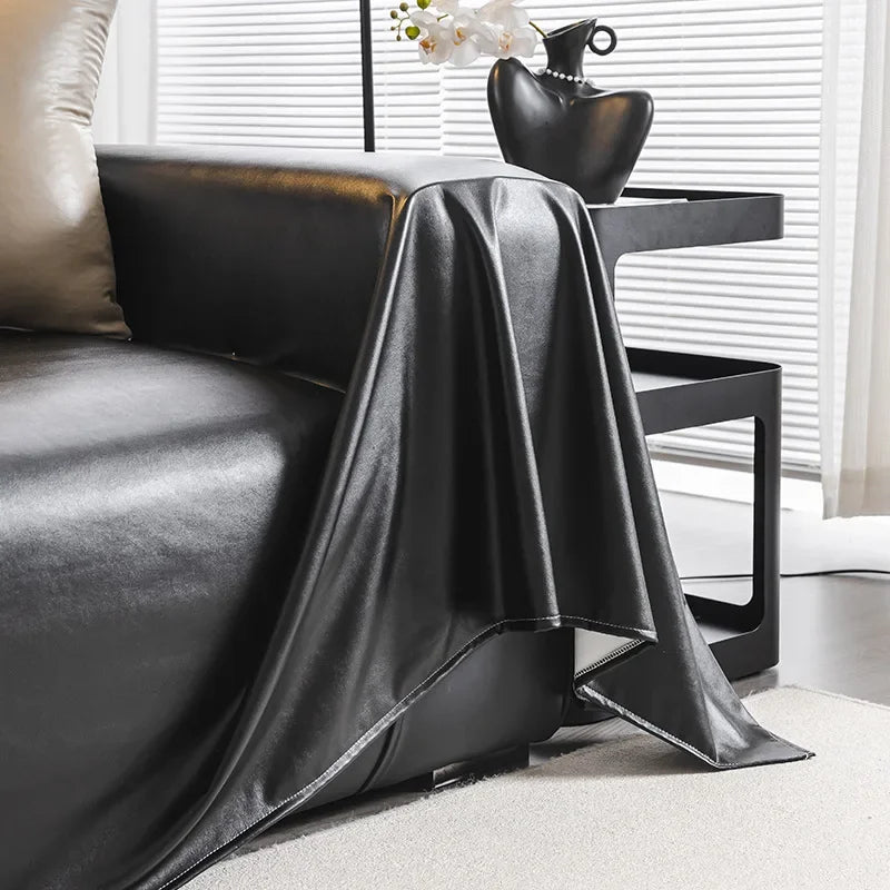 Black Faux Leather Throw Blanket