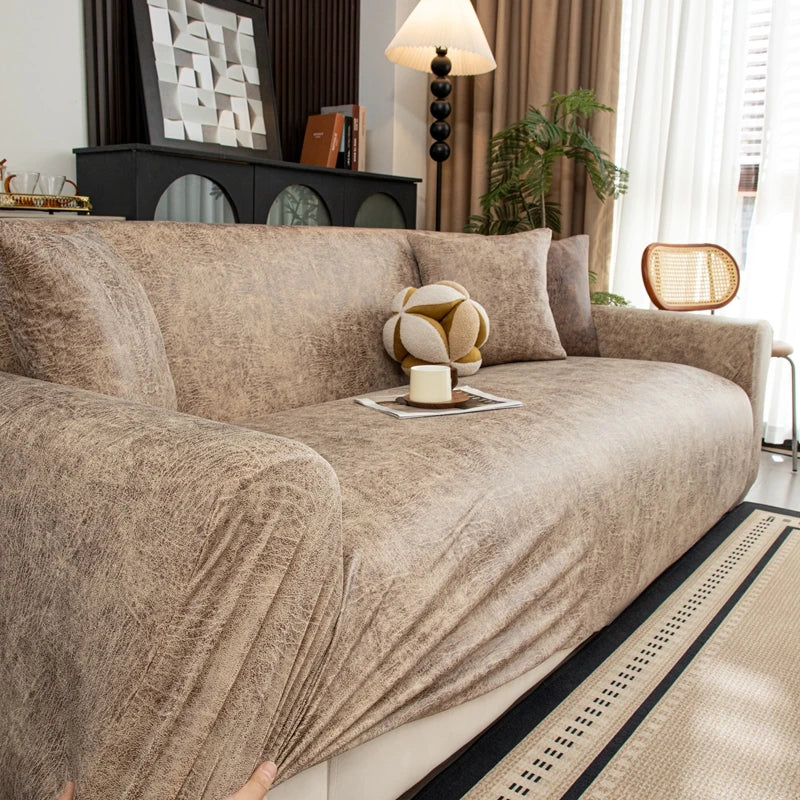 Light Brown Pu Leather Sofa Cover