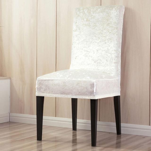 White Crushed Velvet Chair Cover