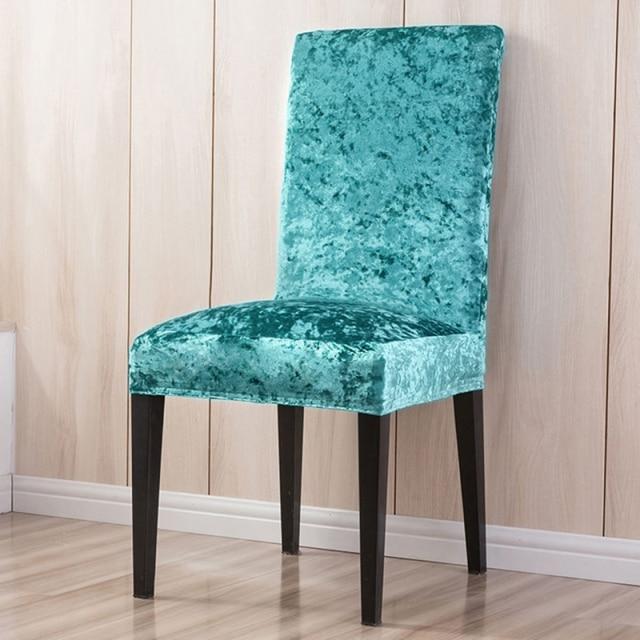 Turquoise Crushed Velvet Chair Cover