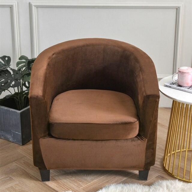 Camel Velvet Barrel Chair Cover