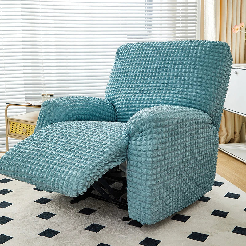 Dusty Blue Seersucker Recliner Sofa Covers | Comfy Covers