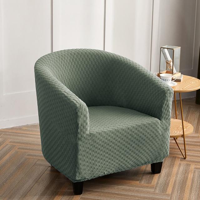 Almond Green Jacquard Barrel Chair Cover | Comfy Covers