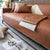 Brown Faux Leather Couch Protector | Comfy Covers