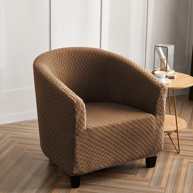 Brown Jacquard Barrel Chair Cover | Comfy Covers