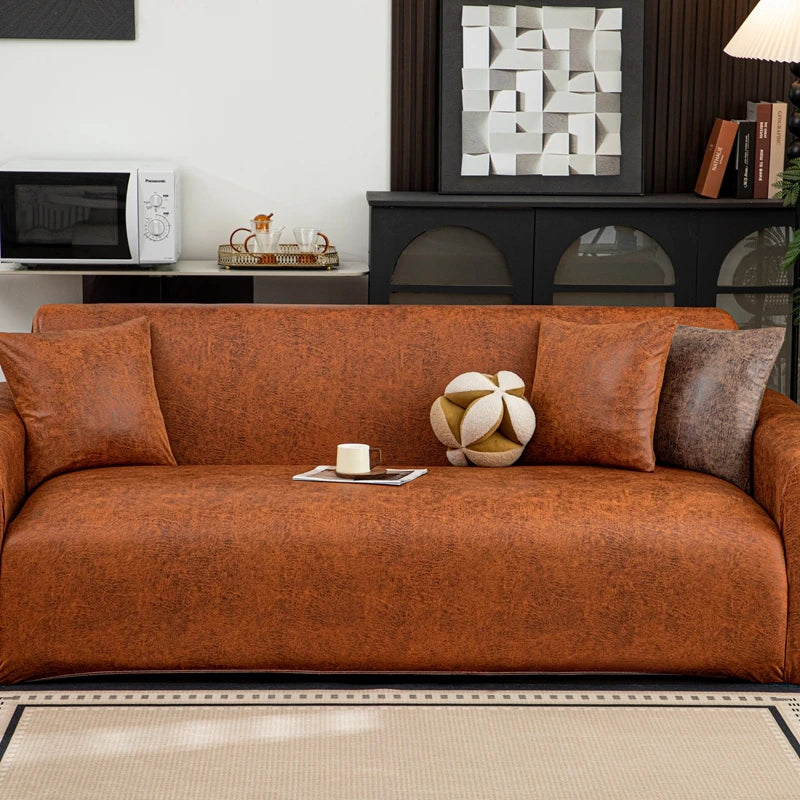 Brown Pu Leather Sofa Cover | Comfy Covers