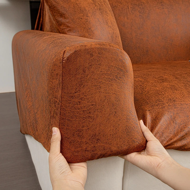 Brown Pu Leather Sofa Cover | Comfy Covers