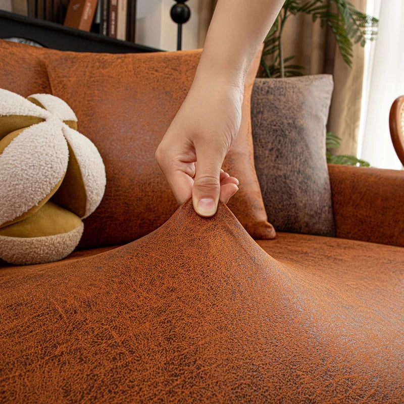 Brown Pu Leather Sofa Cover | Comfy Covers