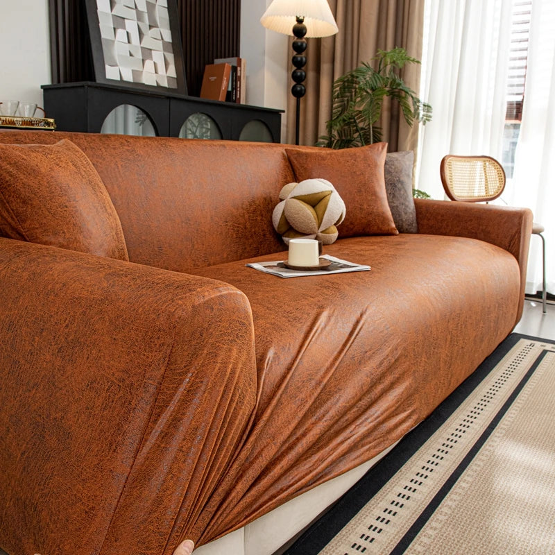 Brown Pu Leather Sofa Cover | Comfy Covers