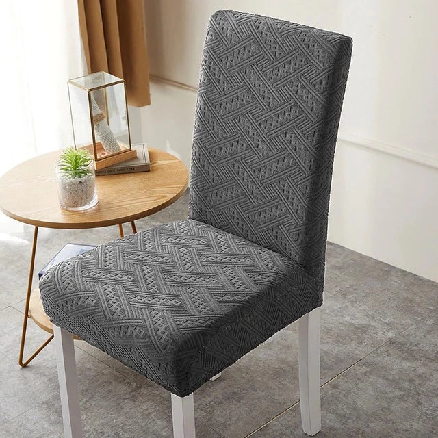 Dark Grey Jacquard Chair Covers