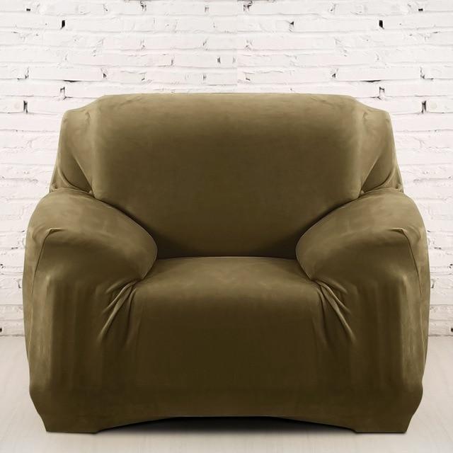 Khaki Velvet Armchair Covers | Comfy Covers