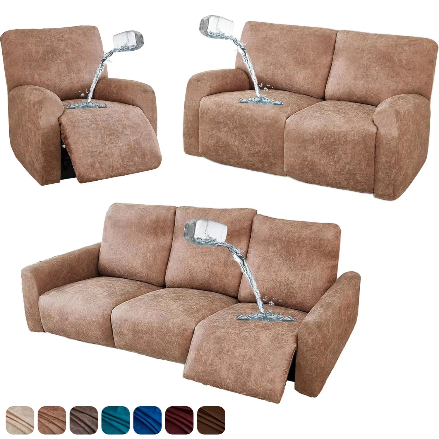 Light Brown Faux Leather Recliner Chair Cover