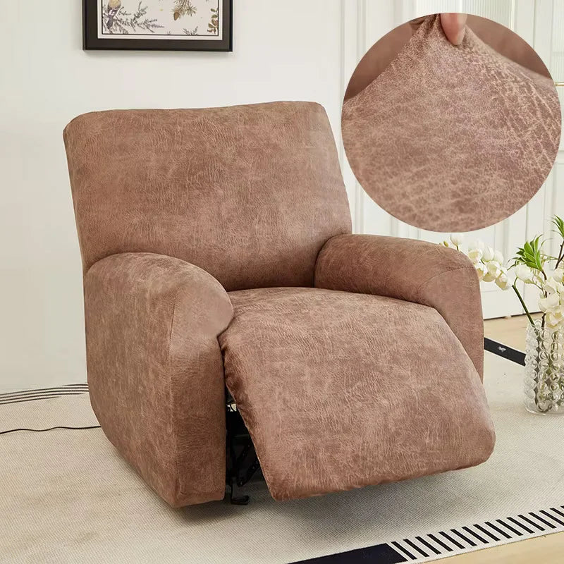 Light Brown Faux Leather Recliner Chair Cover