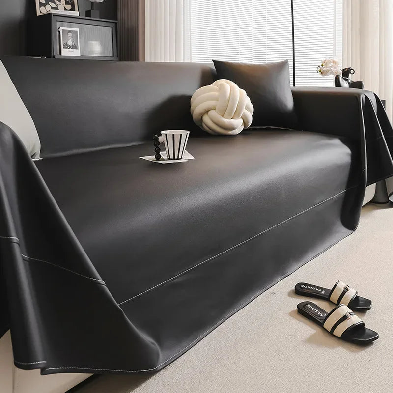 Black Faux Leather Throw Blanket