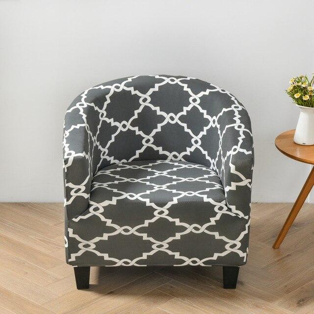 Light Grey Mosaic Barrel Chair Cover | Comfy Covers