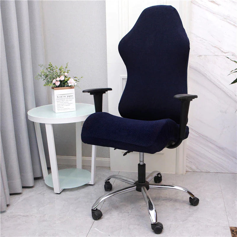 Navy Blue Jacquard Gamer Chair Cover | Comfy Covers