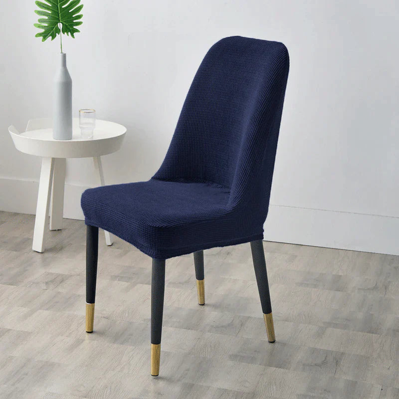 Navy Blue Jacquard Swivel Chair Cover | Comfy Covers