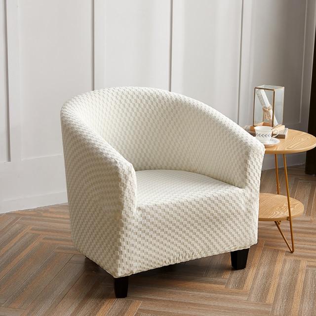 White Jacquard Barrel Chair Cover | Comfy Covers