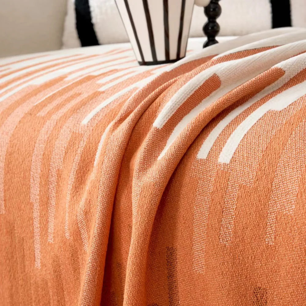 Orange Plaid Throw Blanket | Comfy Covers