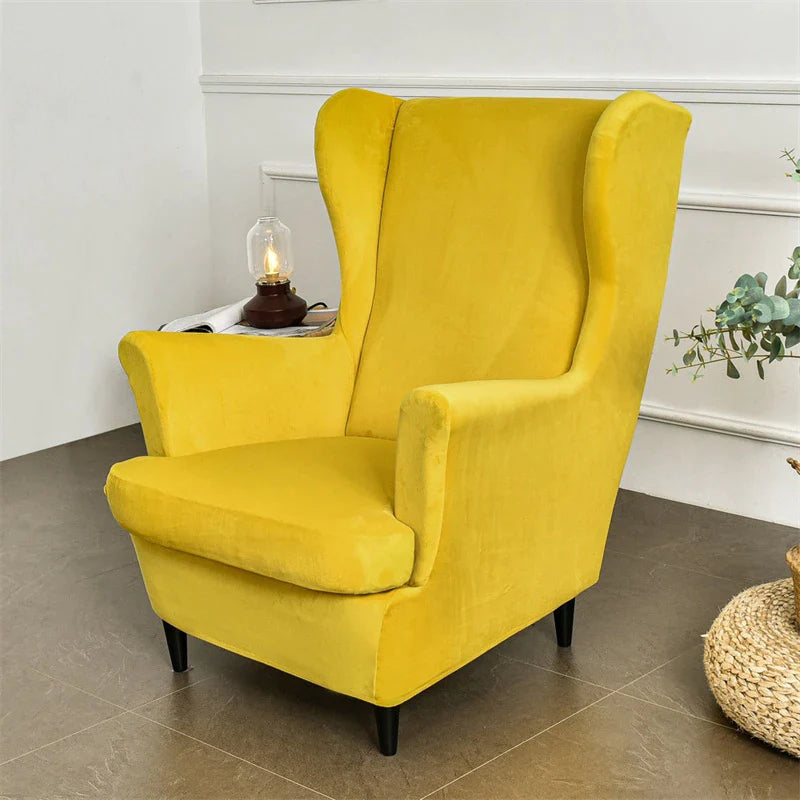 Mustard Yellow Velvet Queen Anne Chair Covers
