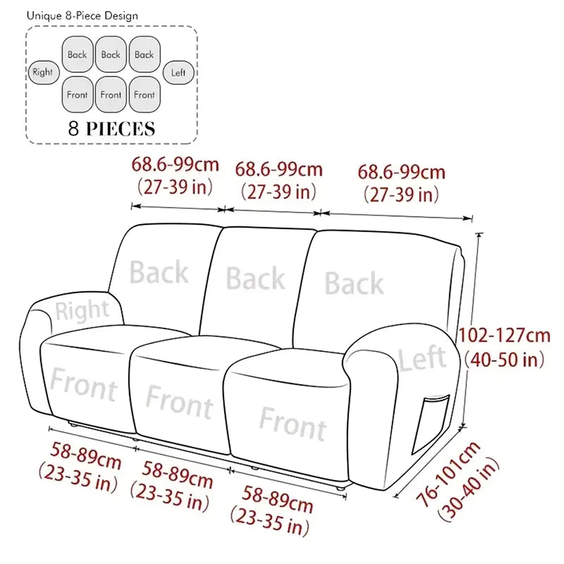 Vellora Grey Reclining Sofa Covers