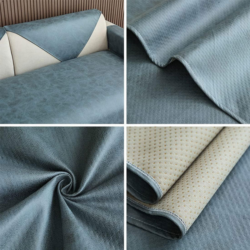 Teal Blue Faux Leather Couch Protector | Comfy Covers