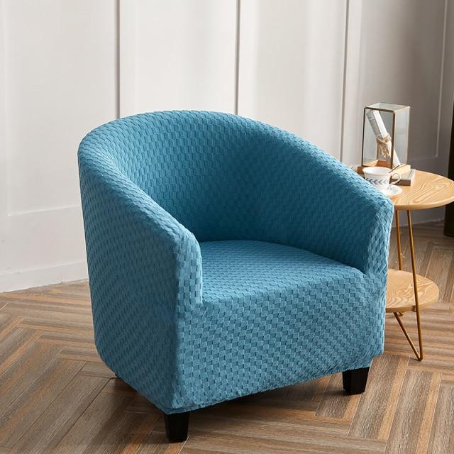 Turquoise Jacquard Barrel Chair Cover | Comfy Covers