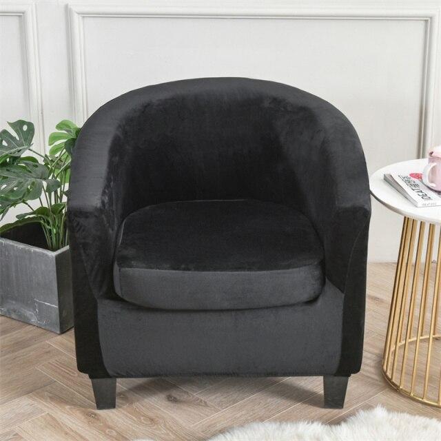 Velvet Black Barrel Chair Cover | Comfy Covers