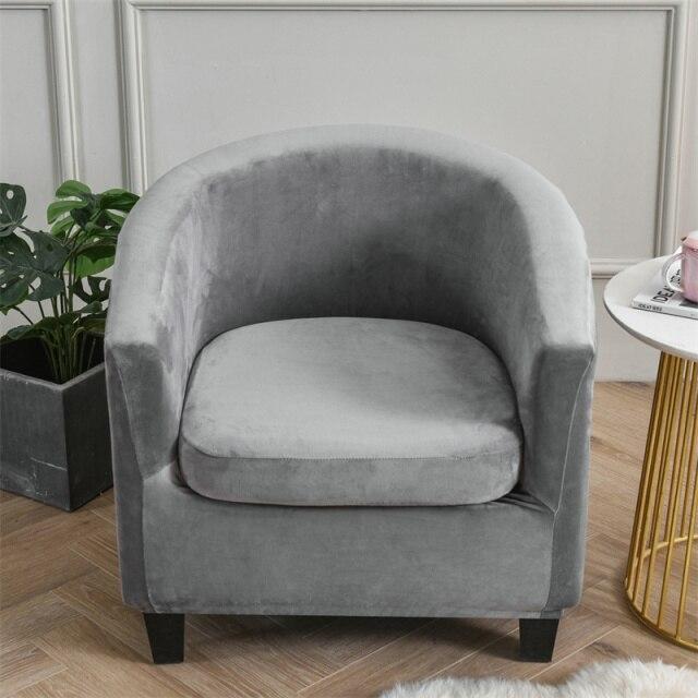 Velvet Grey Barrel Chair Cover | Comfy Covers