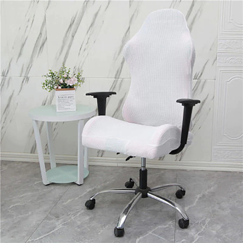 White Jacquard Gamer Chair Cover | Comfy Covers