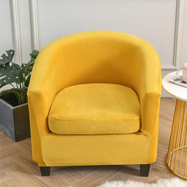 Velvet yellow Barrel Chair Cover