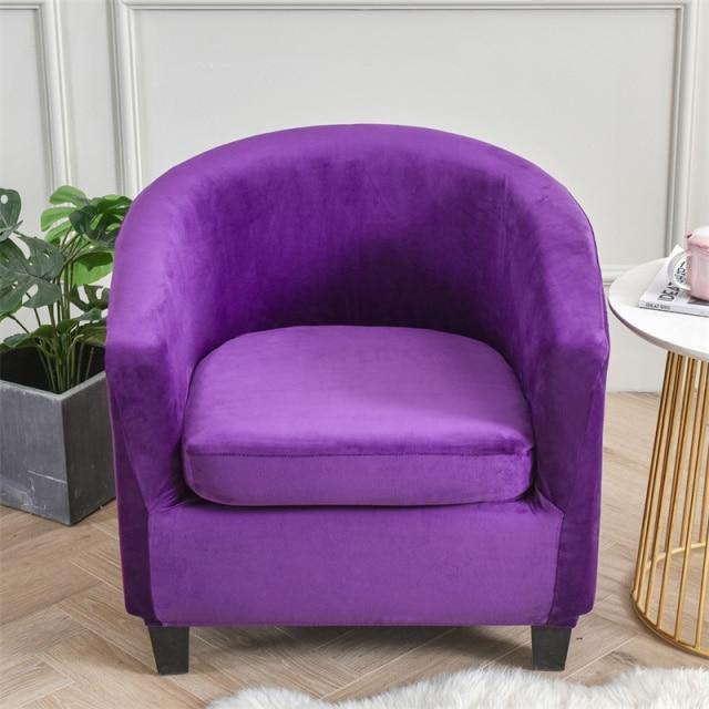 Velvet Purple Barrel Chair Cover
