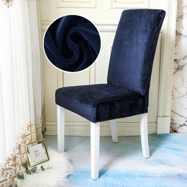Navy Blue Velvet Chair Cover