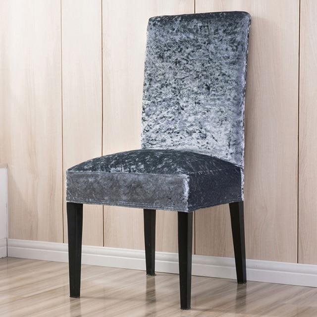 Grey Crushed Velvet Chair Cover