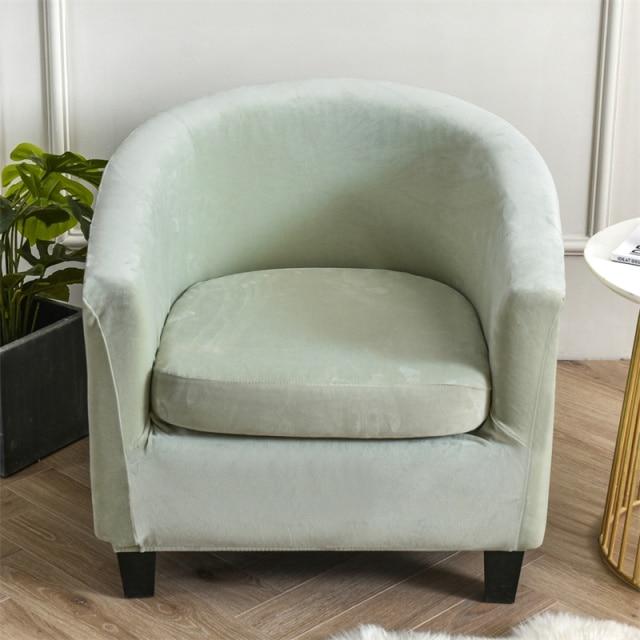 Almond Velvet Green Barrel Chair Cover | Comfy Covers