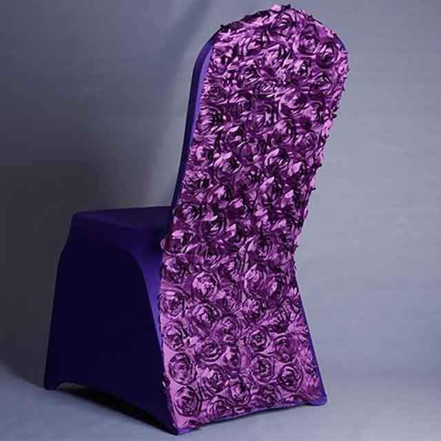 Dark Purple Flowers Wedding Chair Cover